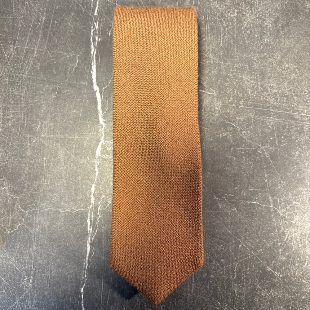 Mens Tie | Salny Bros| Crica 1960's | Burnt Orange Textured Woven Silk Blend